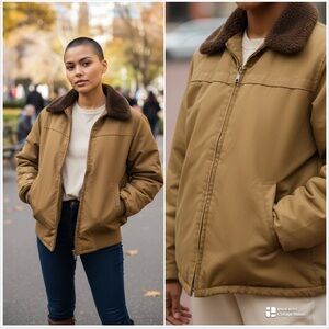 Men’s Vintage 1960’s Sir Jac Forty Below Tan Jacket with Brown Faux Fur Collar